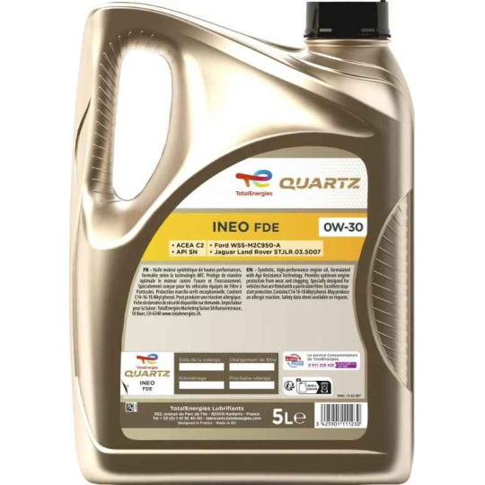 Huile moteur Quartz Ineo FDE 0W-30 5L