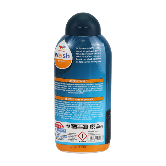Baume entretien cuir voiture 500ml Wash