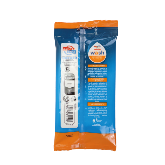 Lingettes nettoyantes plastique WASH