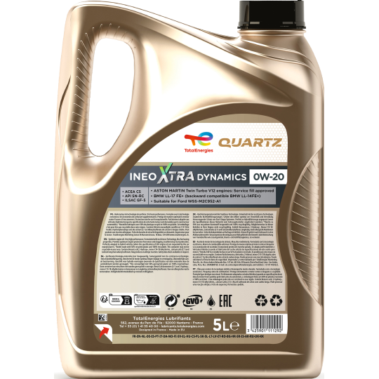 Huile moteur Quartz Ineo Xtra Dynamics 0W20 5L