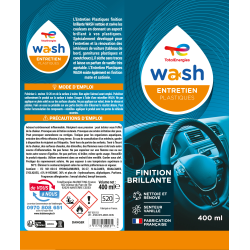 Entretien plastique finition brillante 400ml WASH
