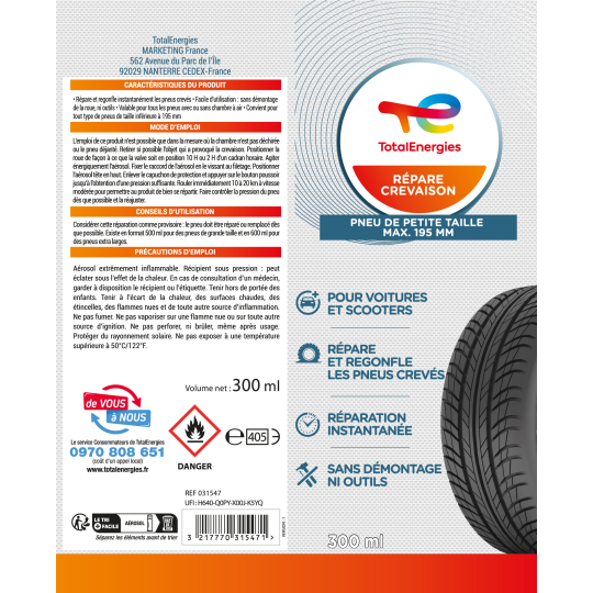 Répare crevaison 300ml