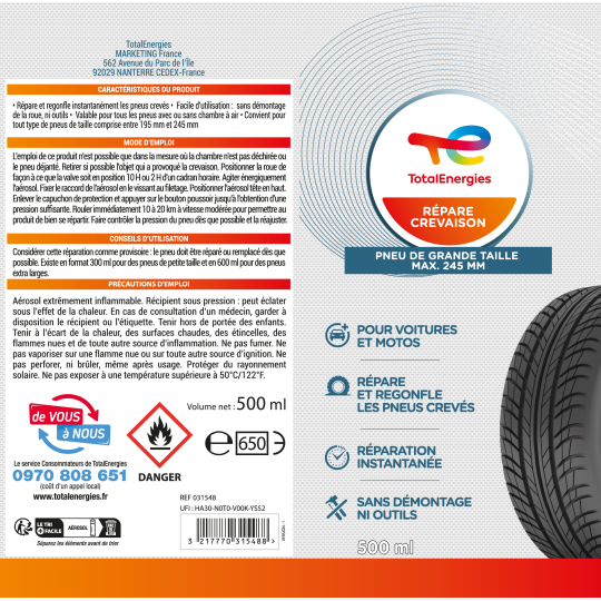 Répare crevaison 500ml