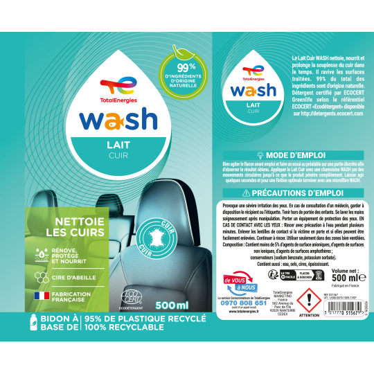 Lait cuir WASH ECOCERT
