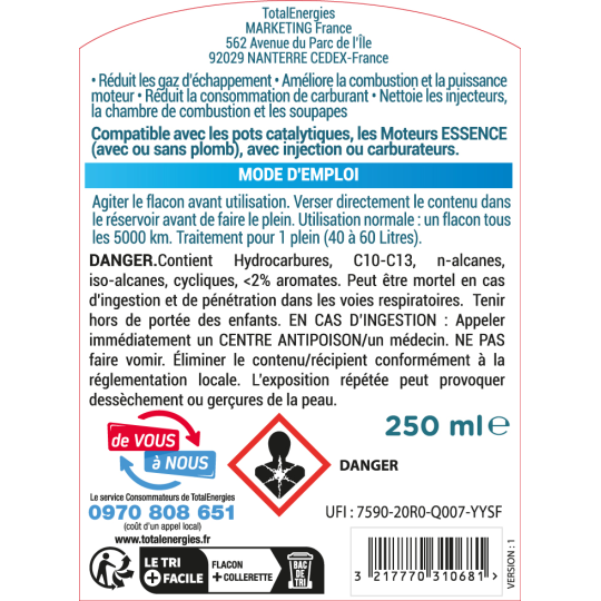 Additif Essence 2 en 1 250ml - E-Boutique TotalEnergies