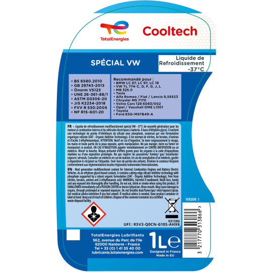 Liquide refroidissement VW -37°C |E-Boutique TotalEnergies