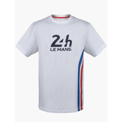 T-shirt Homme blanc bandes Tricolores Officiel 24h Le Mans | 100% Coton